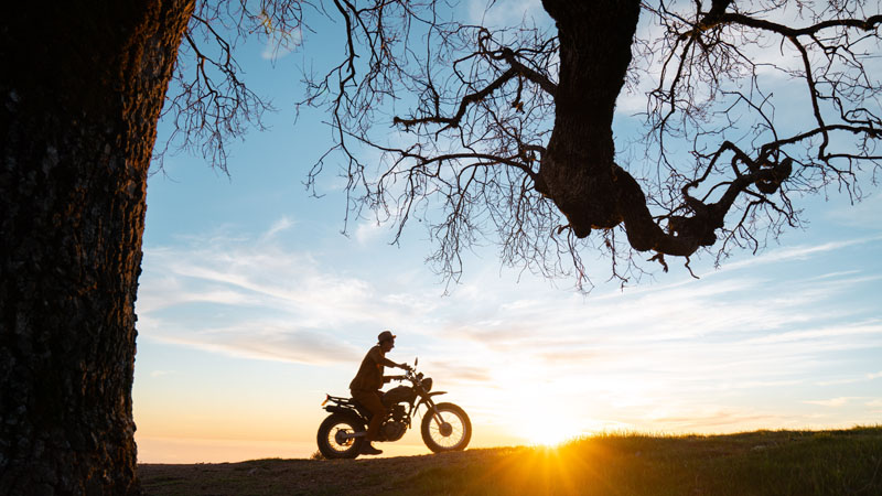 バイクで走行する画像